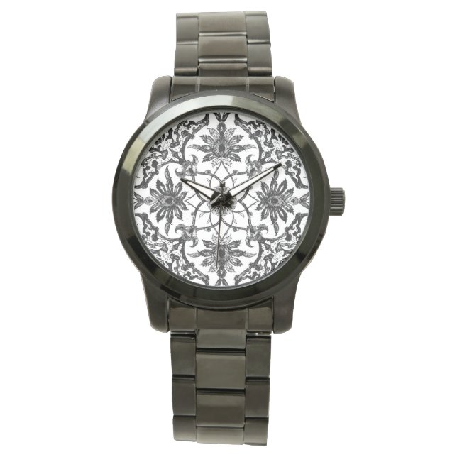 Art Nouveau Chinese Pattern - Black and White Watch (Front)