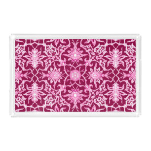 Art Nouveau Chinese Pattern - Burgundy Wine Acrylic Tray
