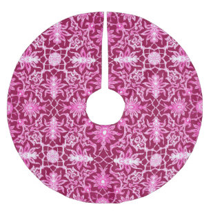 Art Nouveau Chinese Pattern - Burgundy Wine Brushed Polyester Tree Skirt