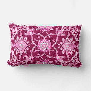 Art Nouveau Chinese Pattern - Burgundy Wine Lumbar Pillow