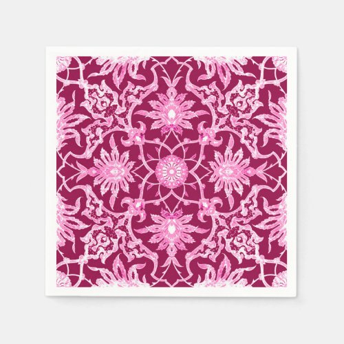 Art Nouveau Chinese Pattern _ Burgundy Wine Paper Napkins