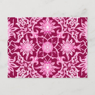 Art Nouveau Chinese Pattern - Burgundy Wine Postcard