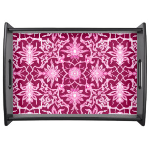 Art Nouveau Chinese Pattern - Burgundy Wine Serving Tray