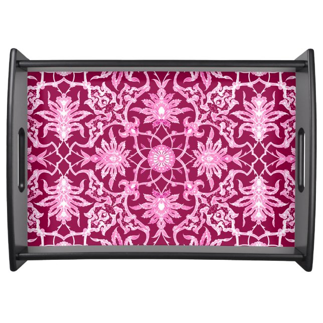 Art Nouveau Chinese Pattern - Burgundy Wine Serving Tray (Front)