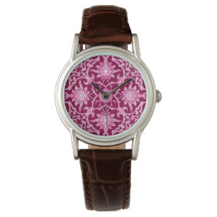 Art Nouveau Chinese Pattern - Burgundy Wine Watch
