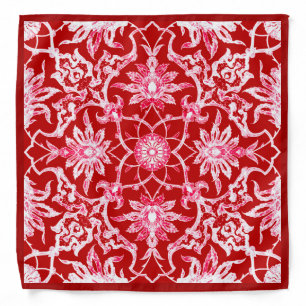 Art Nouveau Chinese Pattern - Deep Red Bandana
