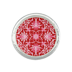Art Nouveau Chinese Pattern - Deep Red Ring
