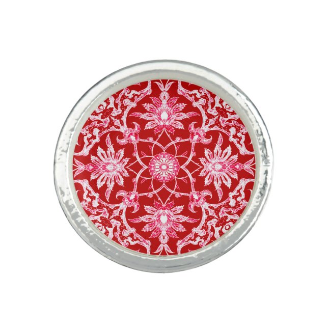 Art Nouveau Chinese Pattern - Deep Red Ring (Front)