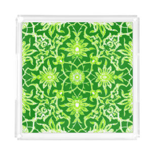Art Nouveau Chinese Pattern - Emerald Green Acrylic Tray
