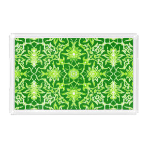 Art Nouveau Chinese Pattern - Emerald Green Acrylic Tray