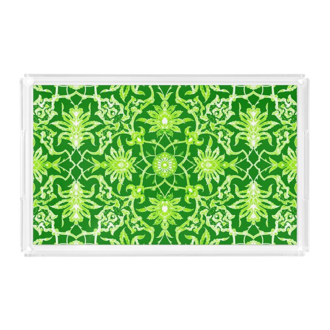 Art Nouveau Chinese Pattern - Emerald Green Acrylic Tray (Front)