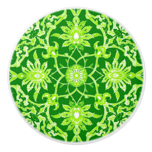 Art Nouveau Chinese Pattern - Emerald Green Ceramic Knob