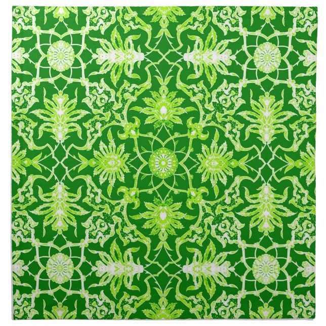 Art Nouveau Chinese Pattern - Emerald Green Napkin (Front)