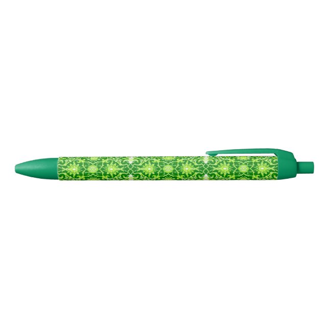 Art Nouveau Chinese Pattern - Emerald Green Pen (Top)