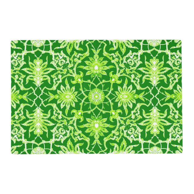 Art Nouveau Chinese Pattern - Emerald Green Placemat (Front)
