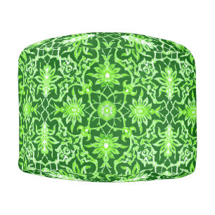 Art Nouveau Chinese Pattern - Emerald Green Pouf