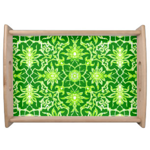 Art Nouveau Chinese Pattern - Emerald Green Serving Tray