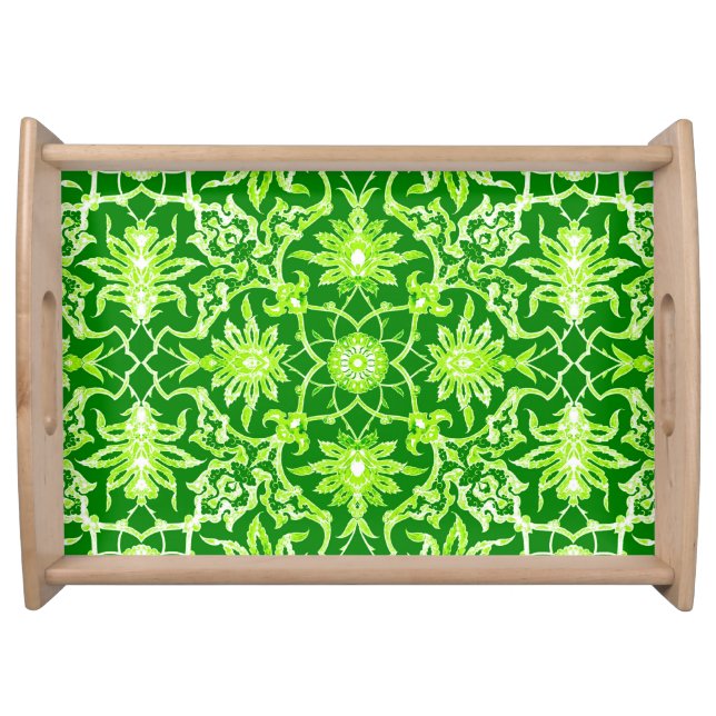 Art Nouveau Chinese Pattern - Emerald Green Serving Tray (Front)