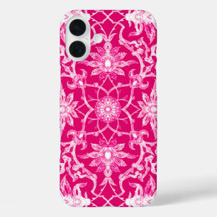 Art Nouveau Chinese Pattern - Fuchsia Pink iPhone 16 Plus Case