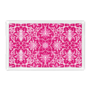 Art Nouveau Chinese Pattern - Fuschia Pink Acrylic Tray