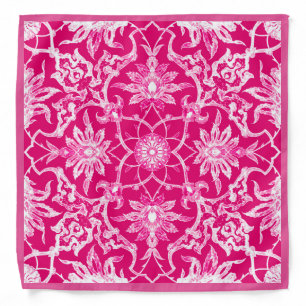 Art Nouveau Chinese Pattern - Fuschia Pink Bandana
