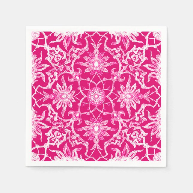 Art Nouveau Chinese Pattern - Fuschia Pink Napkins (Front)