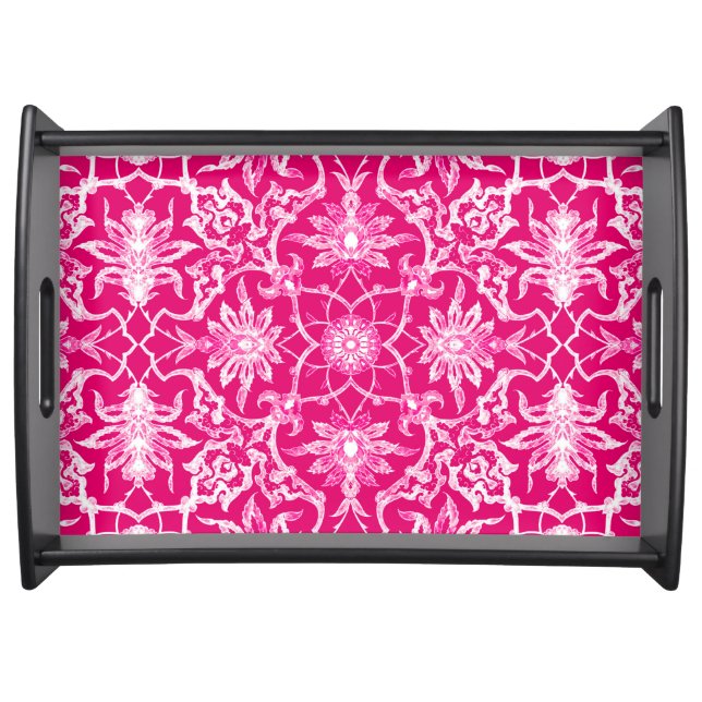 Art Nouveau Chinese Pattern - Fuschia Pink Serving Tray (Front)