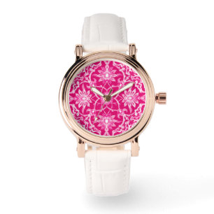 Art Nouveau Chinese Pattern - Fuschia Pink Watch