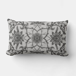 Art Nouveau Chinese Pattern - Silver Grey Lumbar Pillow