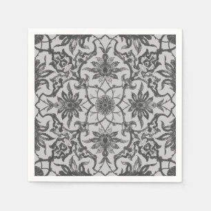 Art Nouveau Chinese Pattern - Silver Grey Paper Napkins