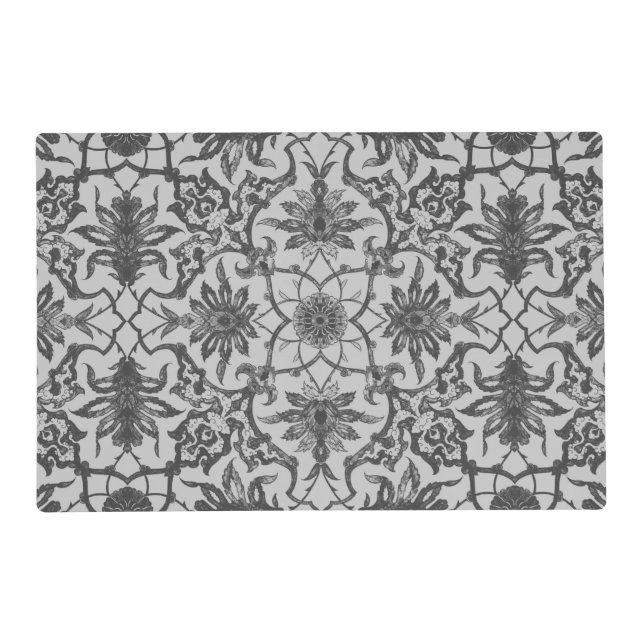 Art Nouveau Chinese Pattern - Silver Grey Placemat (Front)