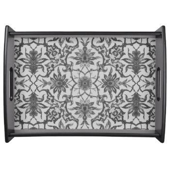 Art Nouveau Chinese Pattern - Silver Grey Serving Tray by Floridity at Zazzle