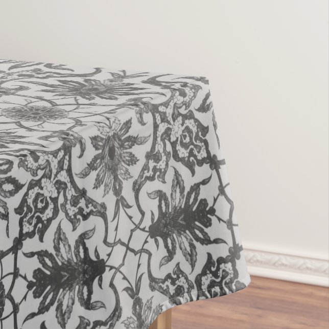 Art Nouveau Chinese Pattern - Silver Grey Tablecloth (In Situ)