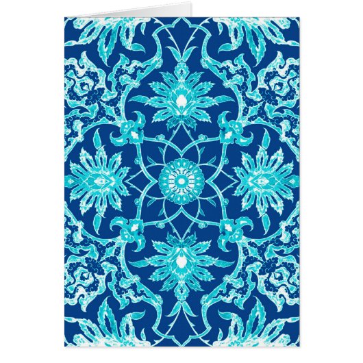 Art Nouveau Chinese Pattern - Turquoise and Blue Cards (Front)