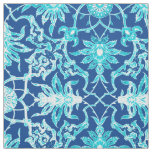 Art Nouveau Chinese Pattern - Turquoise and Blue Fabric