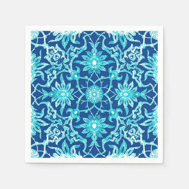 Art Nouveau Chinese Pattern - Turquoise and Blue Paper Napkins (Front)