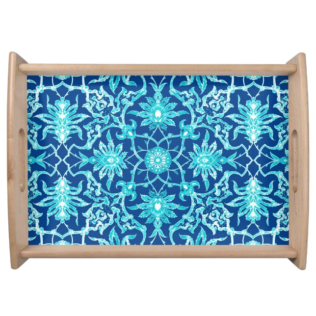 Art Nouveau Chinese Pattern - Turquoise and Blue Serving Tray (Front)