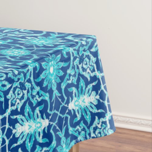 Art Nouveau Chinese Pattern _ Turquoise and Blue Tablecloth