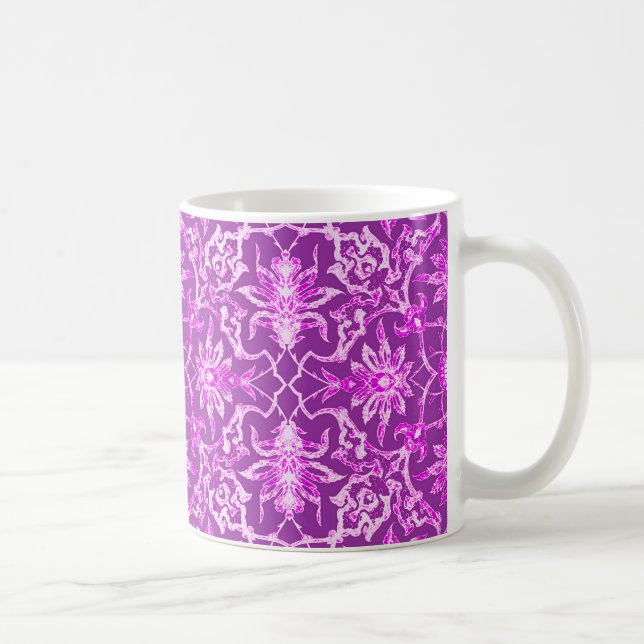 Art Nouveau Chinese Tile - Amethyst Purple Coffee Mug (Right)
