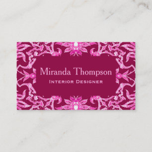 Art Nouveau Chinese Tile - Burgundy and Pink Busi Business Card