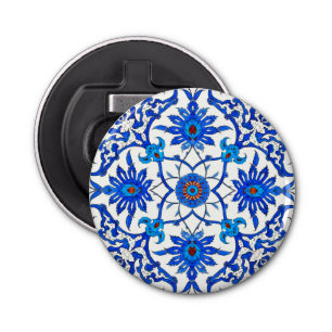 Art Nouveau Chinese Tile - Cobalt Blue & White Bottle Opener