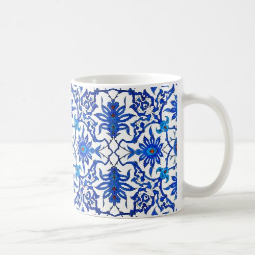 Art Nouveau Chinese Tile _ Cobalt Blue  White Coffee Mug
