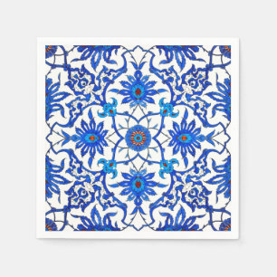 Art Nouveau Chinese Tile - Cobalt Blue & White Napkins