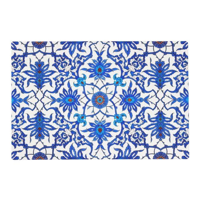 Art Nouveau Chinese Tile - Cobalt Blue & White Placemat (Front)