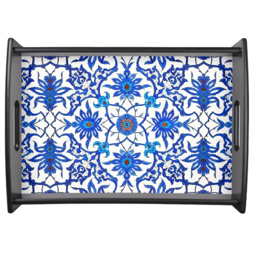 Art Nouveau Chinese Tile _ Cobalt Blue  White Serving Tray