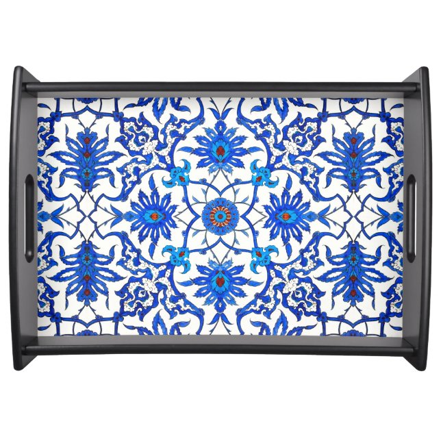 Art Nouveau Chinese Tile - Cobalt Blue & White Serving Tray (Front)