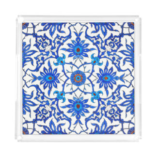 Art Nouveau Chinese Tile - Cobalt Blue & White Serving Tray