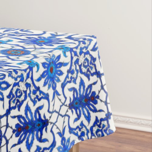 Art Nouveau Chinese Tile _ Cobalt Blue  White Tablecloth