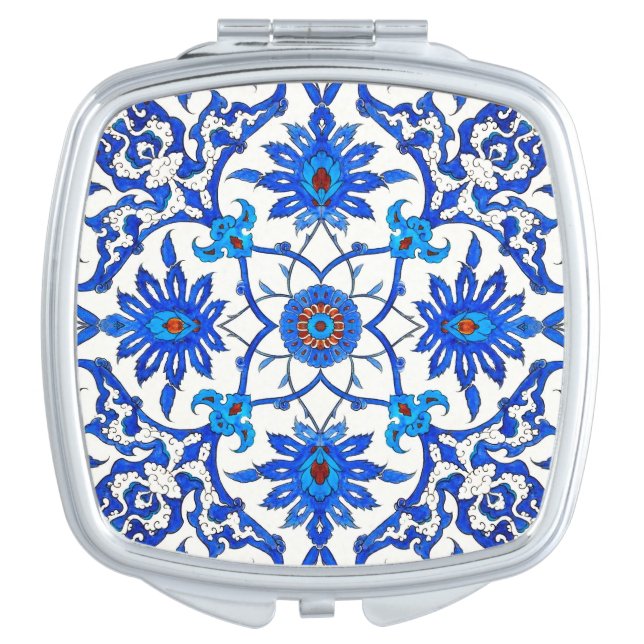 Art Nouveau Chinese Tile - Cobalt Blue & White Vanity Mirror (Front)