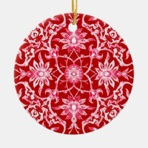 Art Nouveau Chinese Tile - Deep Red Ceramic Ornament
